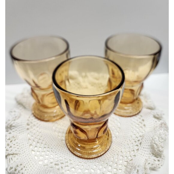 3- Moondrops Amber New Martinsville Tumblers Vintage Glasses - Picture 4 of 9